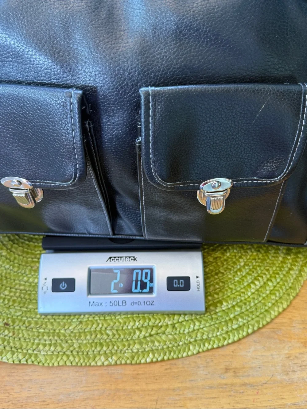 NWT Macy's Black Large Faux Leather Motorcycle Tote Bag Y2K Pockets Shoulder Bag